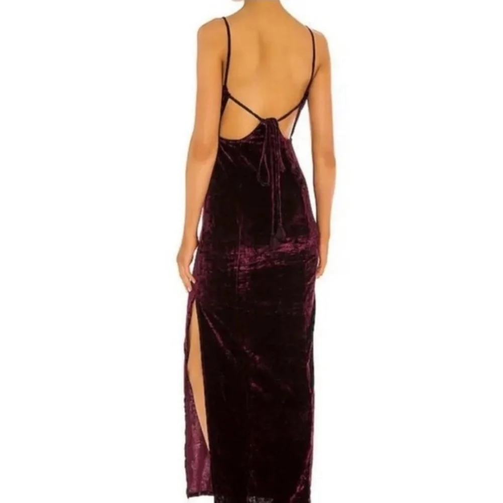 Free People Low Key Crushin Velvet Dress in Pomegranate Wine - Picture 3 of 8